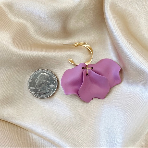 💙Purple Flower Panel  Earrings Dangled - Picture 6 of 11